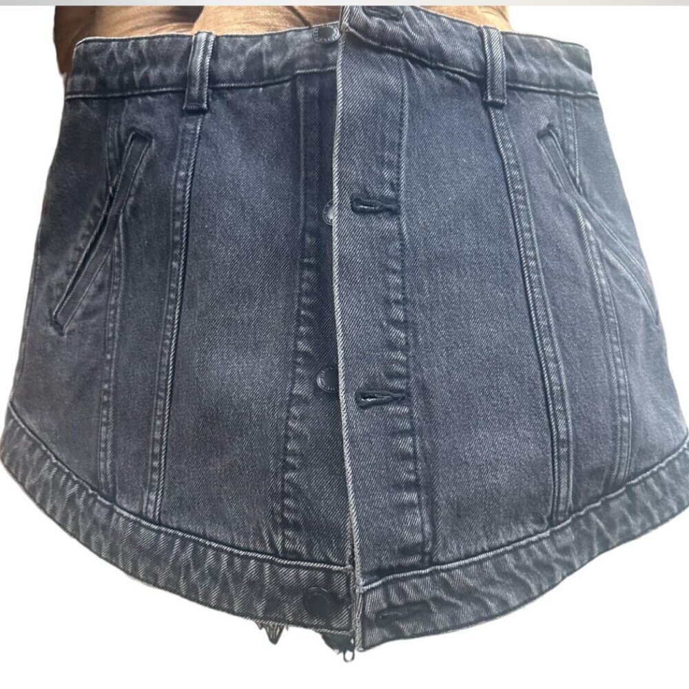 Alexander Wang Black Denim Jean Skort Size 30 EUC
